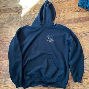 Black hoodie with skull and roses